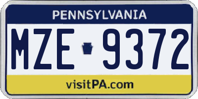 PA license plate MZE9372