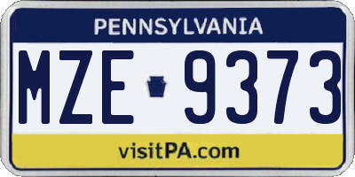 PA license plate MZE9373