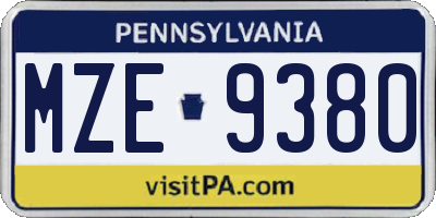 PA license plate MZE9380