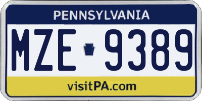 PA license plate MZE9389