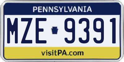 PA license plate MZE9391