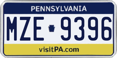 PA license plate MZE9396