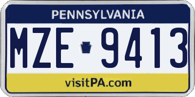 PA license plate MZE9413