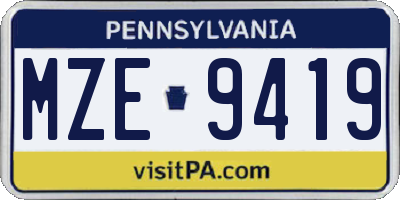 PA license plate MZE9419
