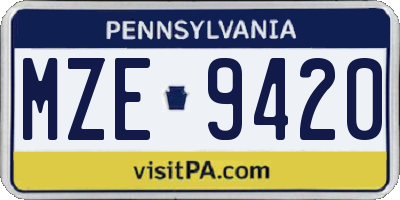 PA license plate MZE9420