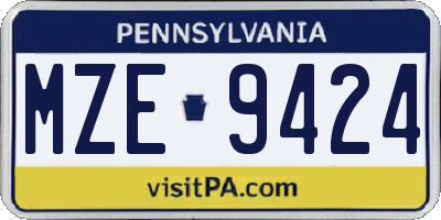 PA license plate MZE9424