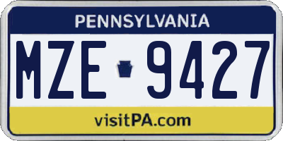 PA license plate MZE9427