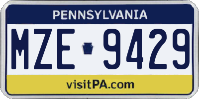 PA license plate MZE9429