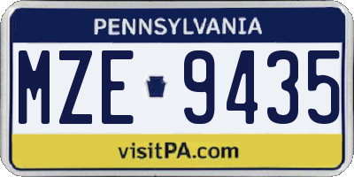PA license plate MZE9435