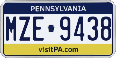PA license plate MZE9438