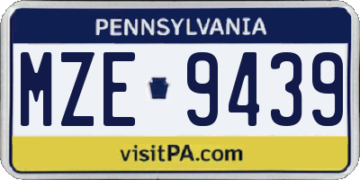 PA license plate MZE9439