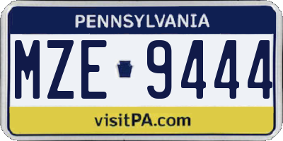 PA license plate MZE9444