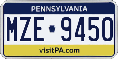 PA license plate MZE9450