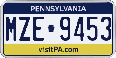 PA license plate MZE9453