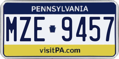 PA license plate MZE9457