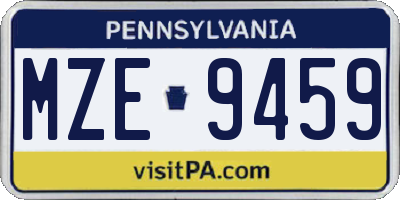 PA license plate MZE9459