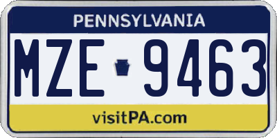 PA license plate MZE9463
