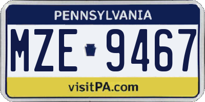 PA license plate MZE9467