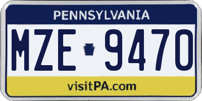 PA license plate MZE9470