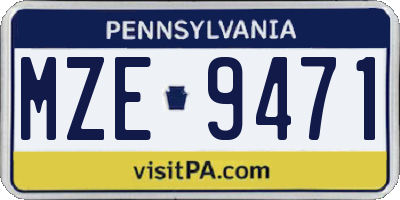 PA license plate MZE9471