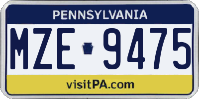 PA license plate MZE9475