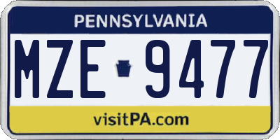 PA license plate MZE9477