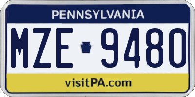 PA license plate MZE9480