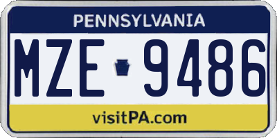 PA license plate MZE9486