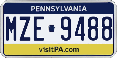 PA license plate MZE9488