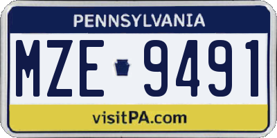 PA license plate MZE9491