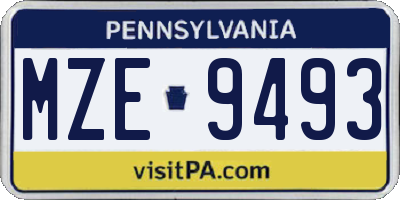 PA license plate MZE9493
