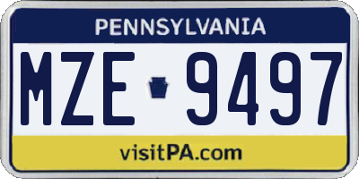 PA license plate MZE9497
