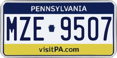 PA license plate MZE9507