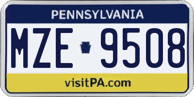 PA license plate MZE9508