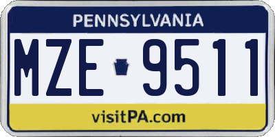 PA license plate MZE9511