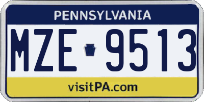 PA license plate MZE9513