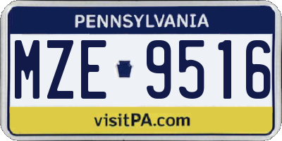 PA license plate MZE9516