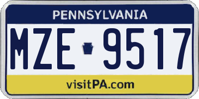 PA license plate MZE9517