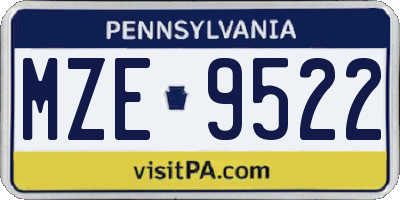 PA license plate MZE9522