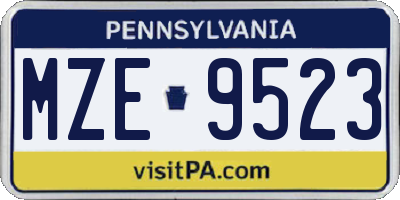 PA license plate MZE9523