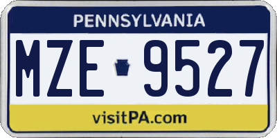 PA license plate MZE9527