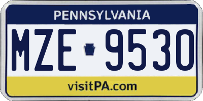 PA license plate MZE9530