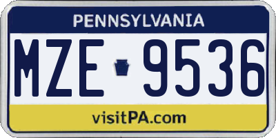 PA license plate MZE9536