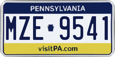 PA license plate MZE9541
