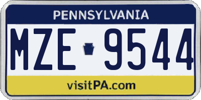 PA license plate MZE9544
