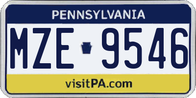 PA license plate MZE9546
