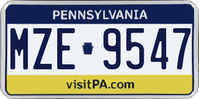 PA license plate MZE9547