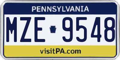 PA license plate MZE9548