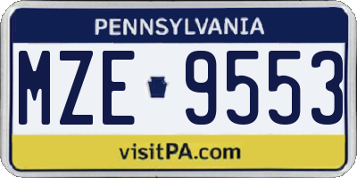 PA license plate MZE9553
