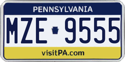 PA license plate MZE9555
